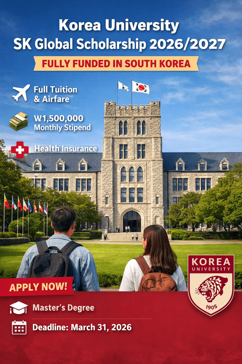 Korea University SK Global Scholarship 2026/2027 in South Korea (Fully Funded)